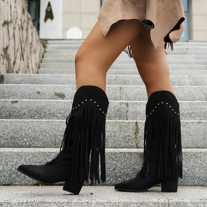 Hannah | Women's Studded Fringe Cowboy Boots