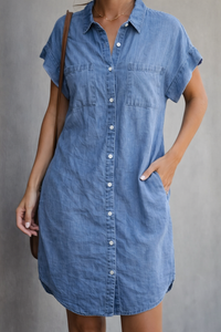 Celeste | Women's Casual Short Sleeve Midi Shirtdress