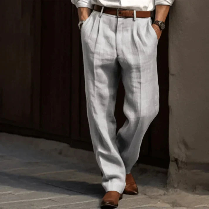Dominic | Men Straight Fit Business Trousers with Structured Finish