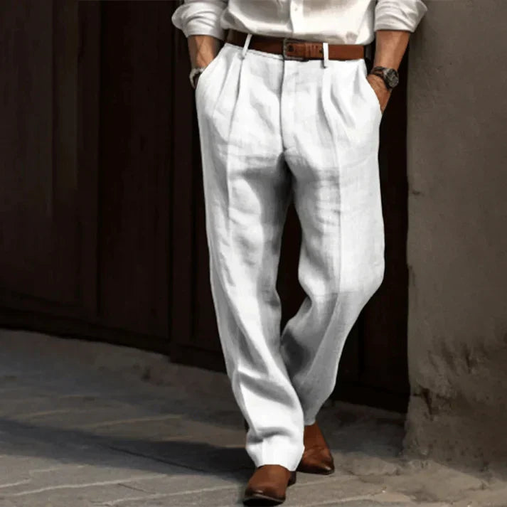 Dominic | Men Straight Fit Business Trousers with Structured Finish