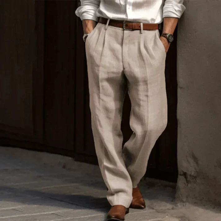 Dominic | Men Straight Fit Business Trousers with Structured Finish