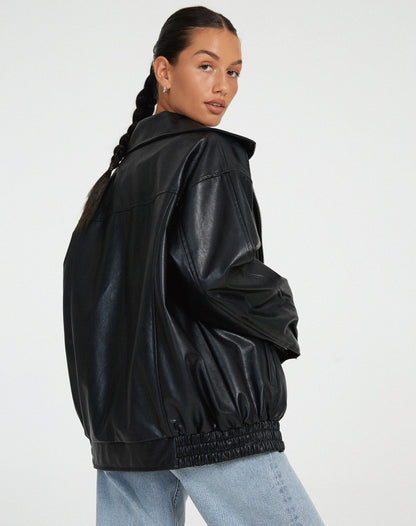 Grainne | Women's Vintage Oversized Leather Jacket
