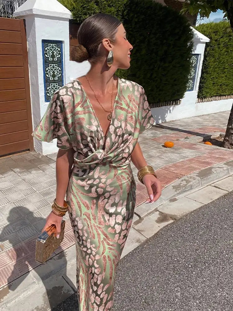Sorcha | Women Wrap Midi Dress with Defined Waist
