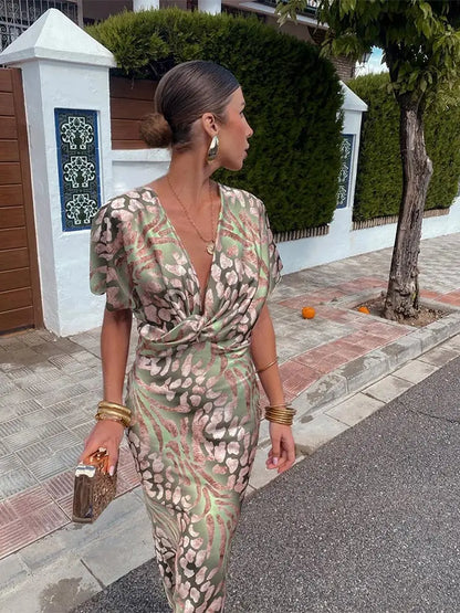 Sorcha | Women Wrap Midi Dress with Defined Waist