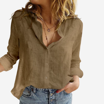 Freya | Women Button-Front Blouse With Long Sleeves