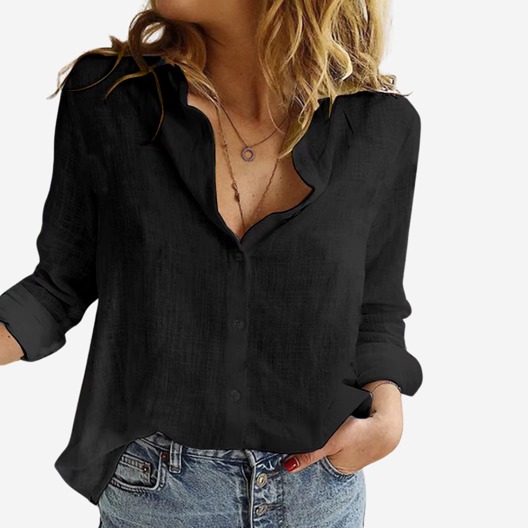 Freya | Women Button-Front Blouse With Long Sleeves