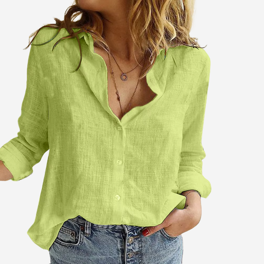 Freya | Women Button-Front Blouse With Long Sleeves