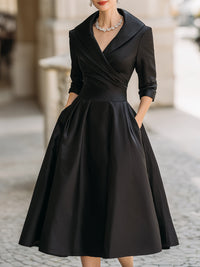 Freya | Women Evening Wrap Collar Midi Dress