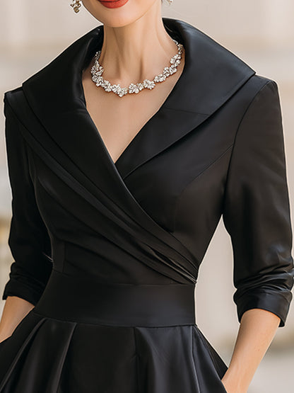 Freya | Women Evening Wrap Collar Midi Dress