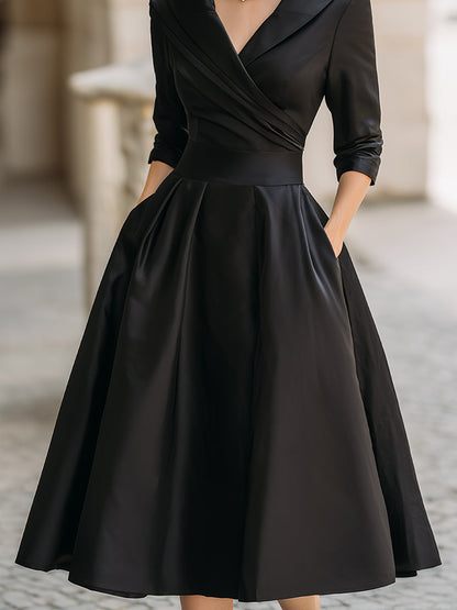 Freya | Women Evening Wrap Collar Midi Dress