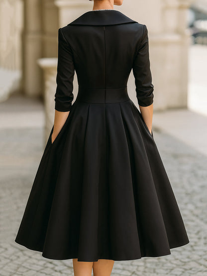 Freya | Women Evening Wrap Collar Midi Dress