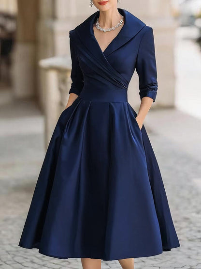 Freya | Women Evening Wrap Collar Midi Dress