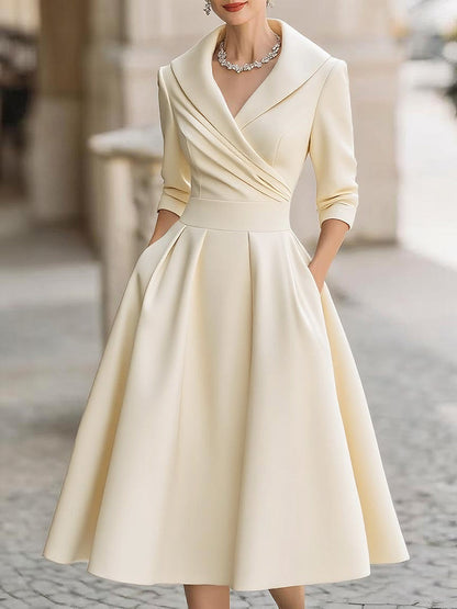Freya | Women Evening Wrap Collar Midi Dress