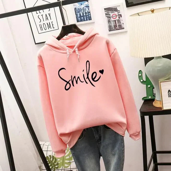 Greer | Women’s Script Print Ribbed Cuffs Hoodie