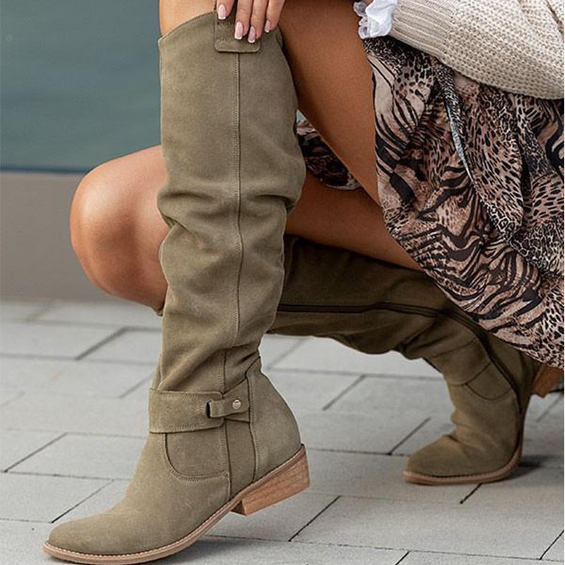 Lucy | Women's Knee High Low Heel Boots