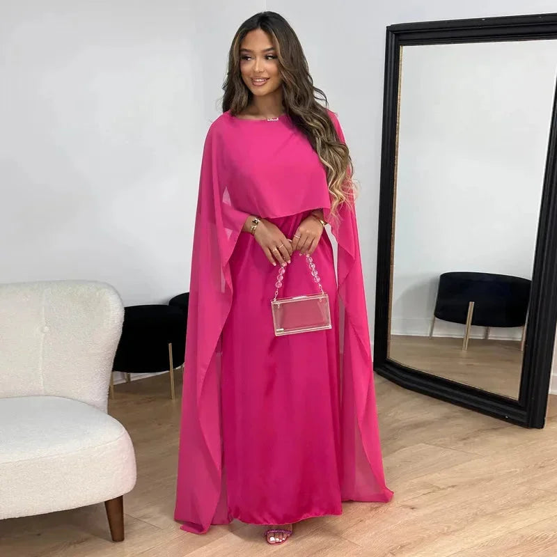 Henrietta | Women Cape Detail Wedding Guest Maxi Dress