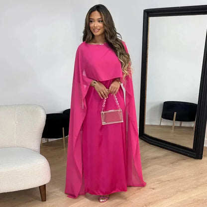 Henrietta | Women Cape Detail Wedding Guest Maxi Dress