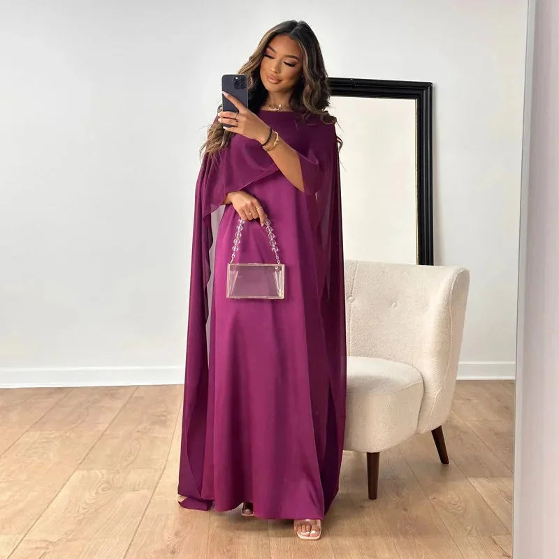 Henrietta | Women Cape Detail Wedding Guest Maxi Dress