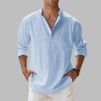 Finbarr | Men's Summer Relaxed Fit Long Sleeve Henley Shirt