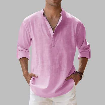 Finbarr | Men's Summer Relaxed Fit Long Sleeve Henley Shirt
