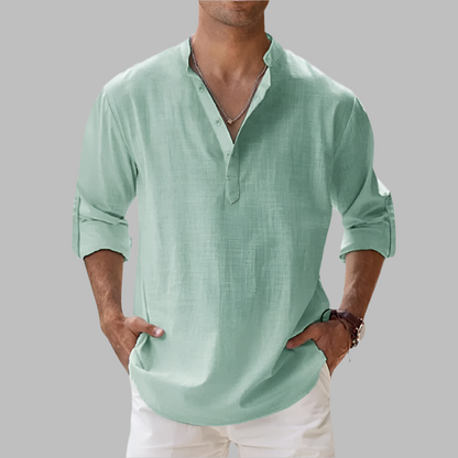 Finbarr | Men's Summer Relaxed Fit Long Sleeve Henley Shirt