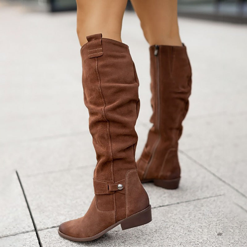 Lucy | Women's Knee High Low Heel Boots
