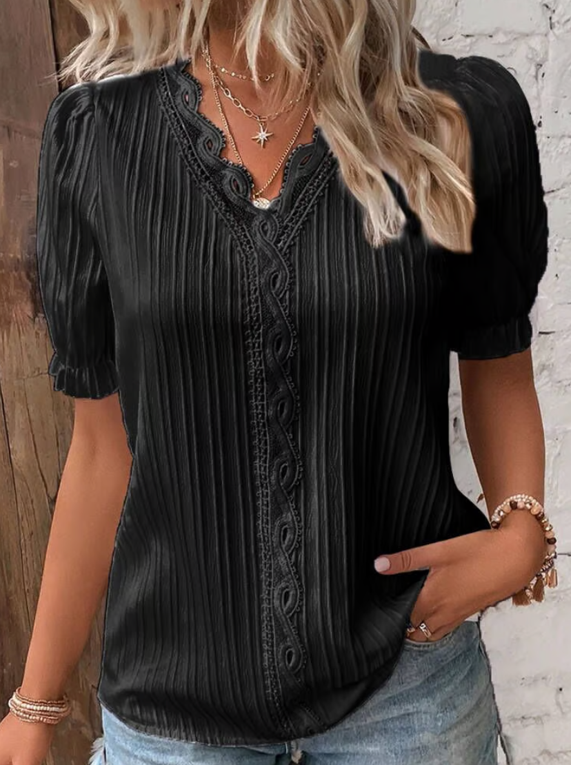 Isadora | Women Relaxed Fit Short Sleeve Blouse