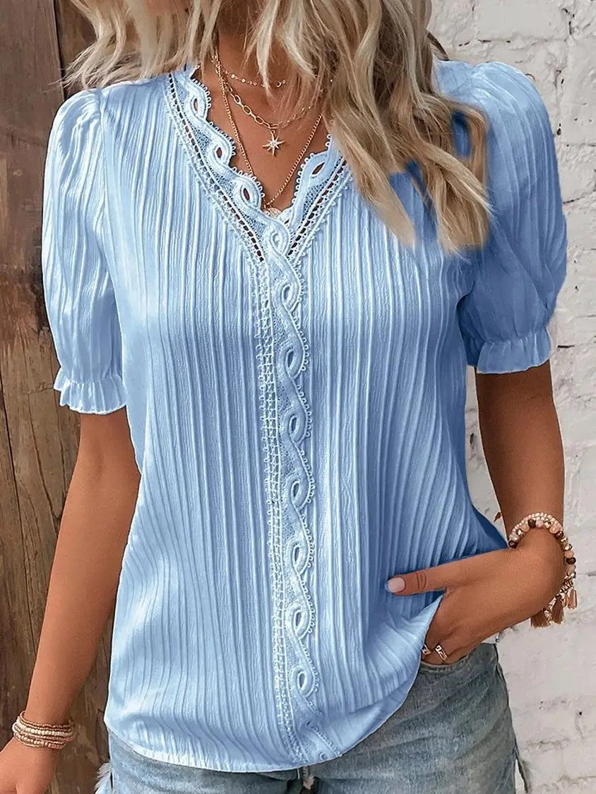 Isadora | Women Relaxed Fit Short Sleeve Blouse
