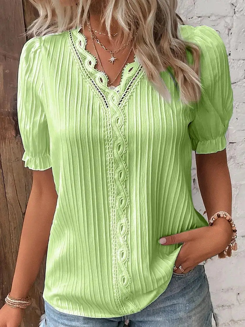 Isadora | Women Relaxed Fit Short Sleeve Blouse