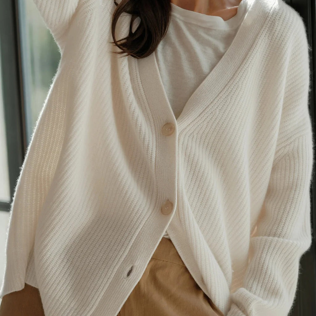 Kallie | Women’s V-Neck Ribbed Knit Cardigan