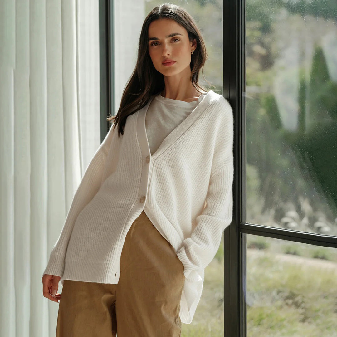 Kallie | Women’s V-Neck Ribbed Knit Cardigan