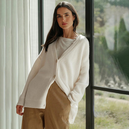 Kallie | Women’s V-Neck Ribbed Knit Cardigan