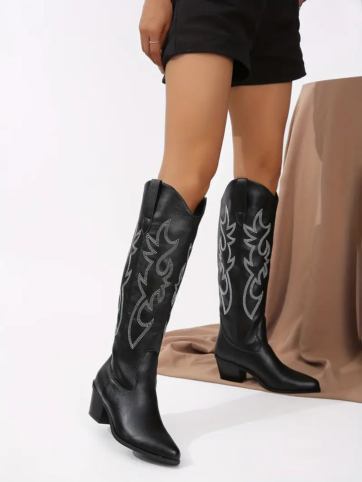 Ensley | Women’s Pointed Toe Knee High Cowboy Boots