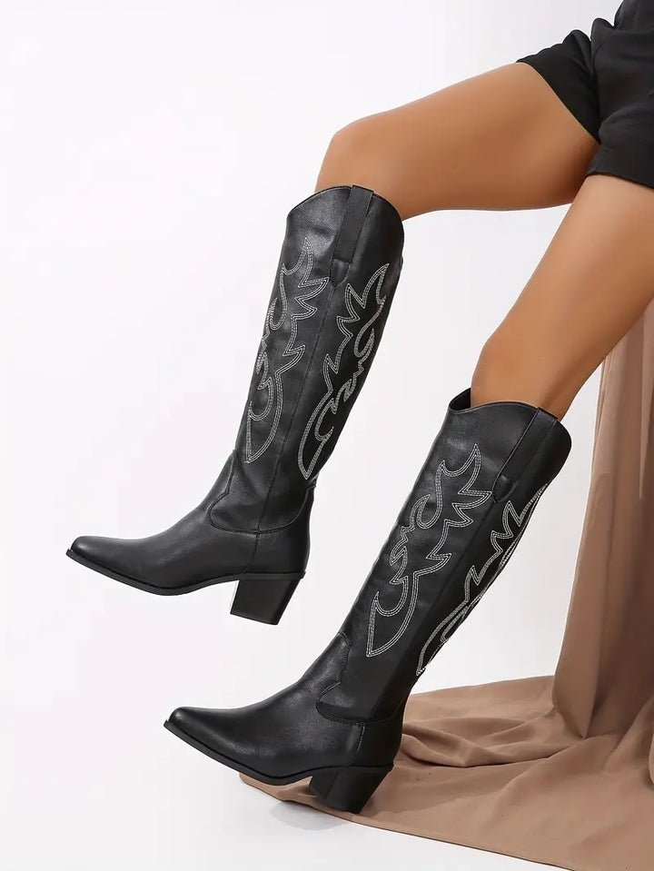 Ensley | Women’s Pointed Toe Knee High Cowboy Boots