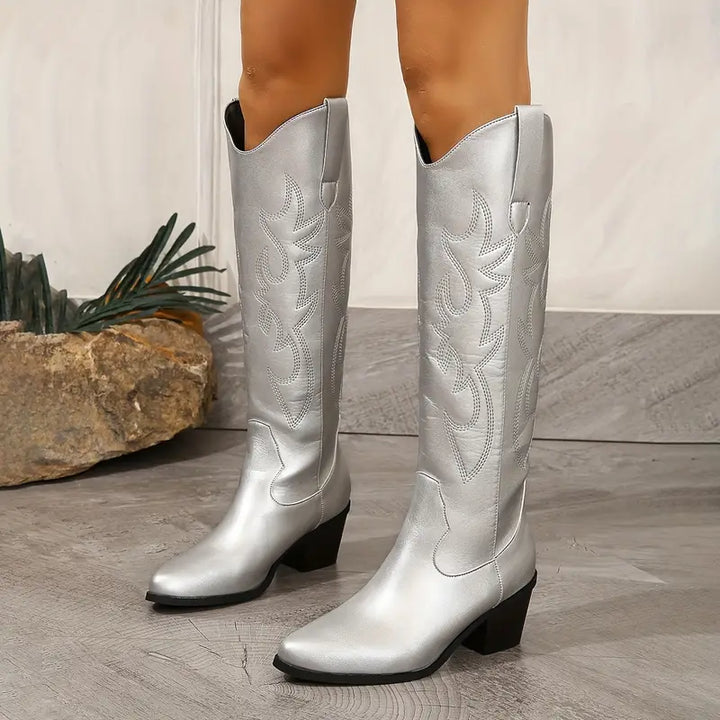 Ensley | Women’s Pointed Toe Knee High Cowboy Boots