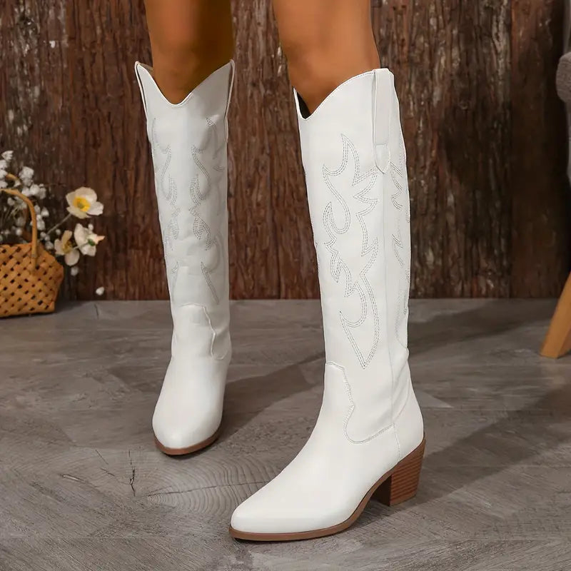 Ensley | Women’s Pointed Toe Knee High Cowboy Boots