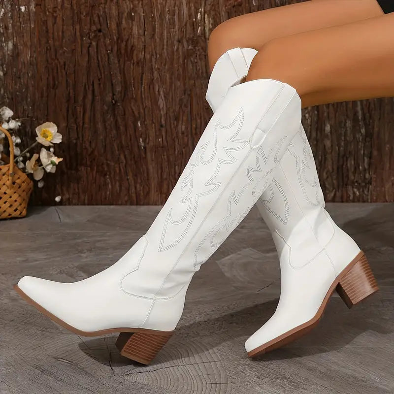 Ensley | Women’s Pointed Toe Knee High Cowboy Boots