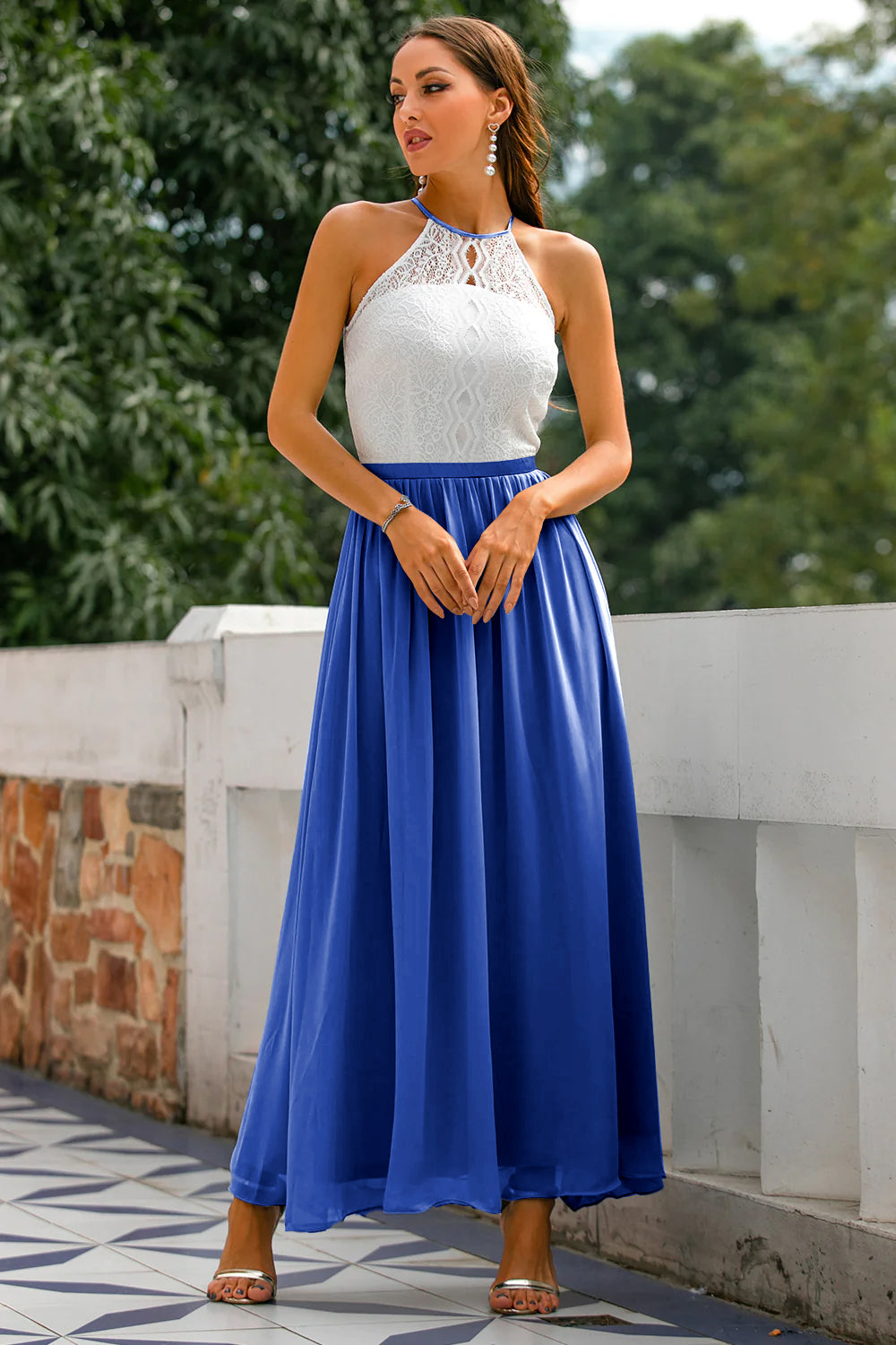 Josephine | Women Halter Neck Wedding Guest Maxi Dress