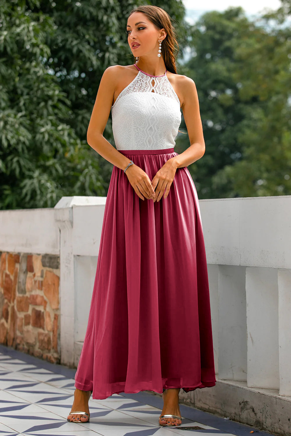 Josephine | Women Halter Neck Wedding Guest Maxi Dress