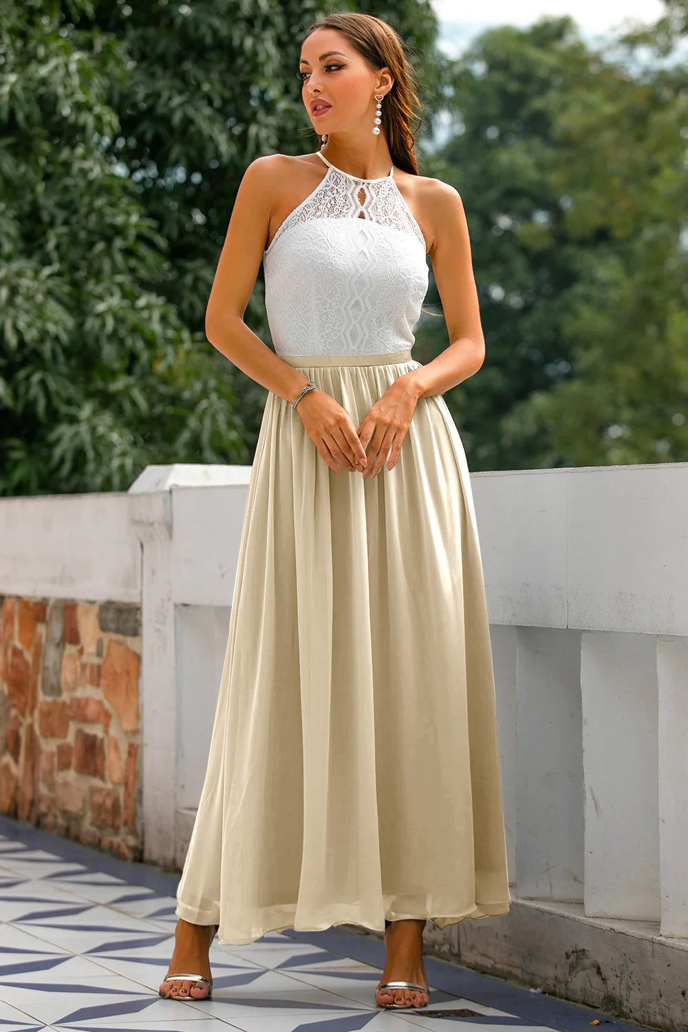 Josephine | Women Halter Neck Wedding Guest Maxi Dress
