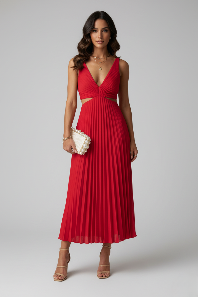 Frankie | Women’s Pleated Midi Wedding Guest Dress