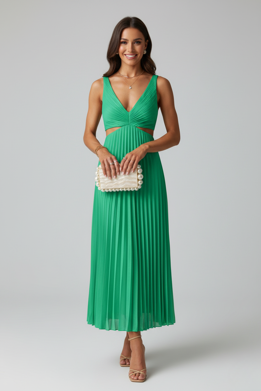 Frankie | Women’s Pleated Midi Wedding Guest Dress