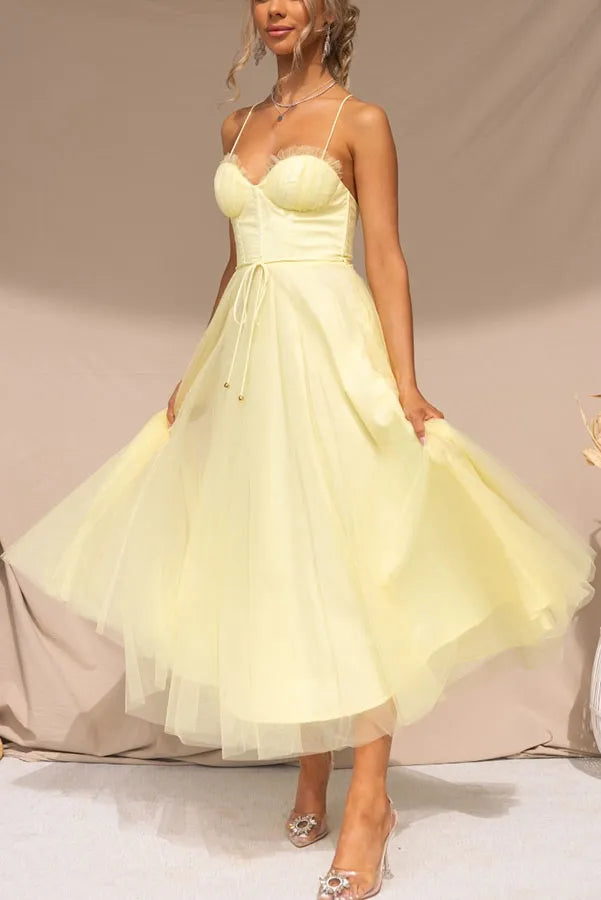 Rionach | Women's Elegant Spaghetti Strap Midi Dress