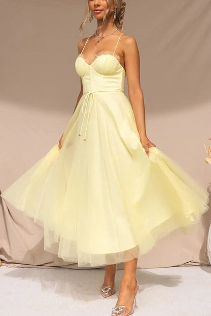 Rionach | Women's Elegant Spaghetti Strap Midi Dress