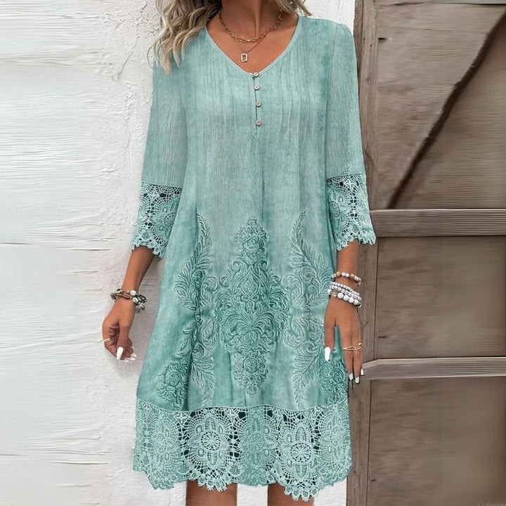 Eva | Women's Elegant Long Sleeve Boho Midi Dress