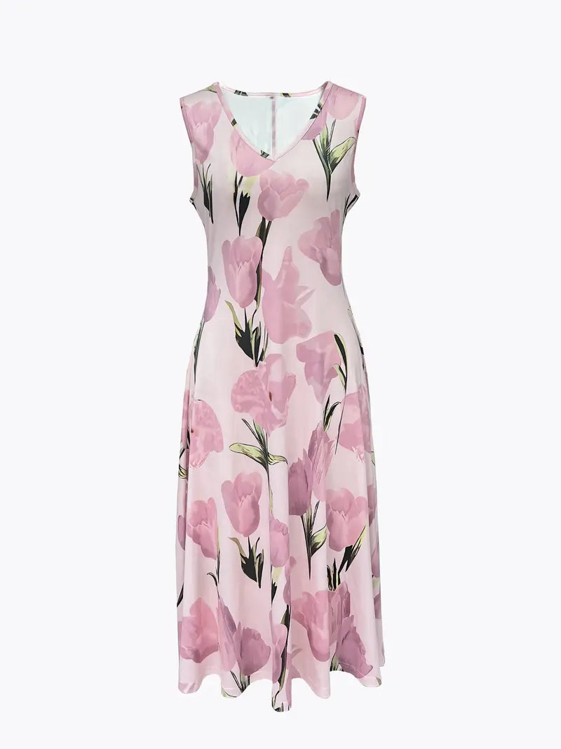 Nika | Women’s Sophisticated Floral Maxi Dress With Cardigan