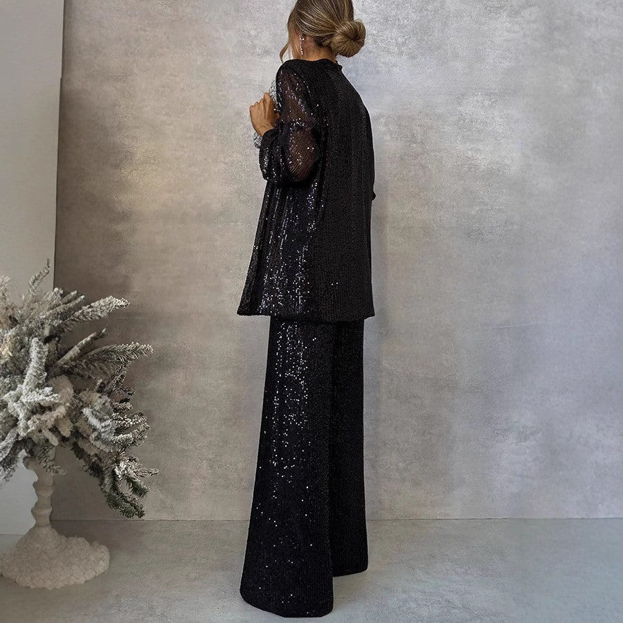 Naomi | Women Tailored Fit High Waist Sequin Suit Set