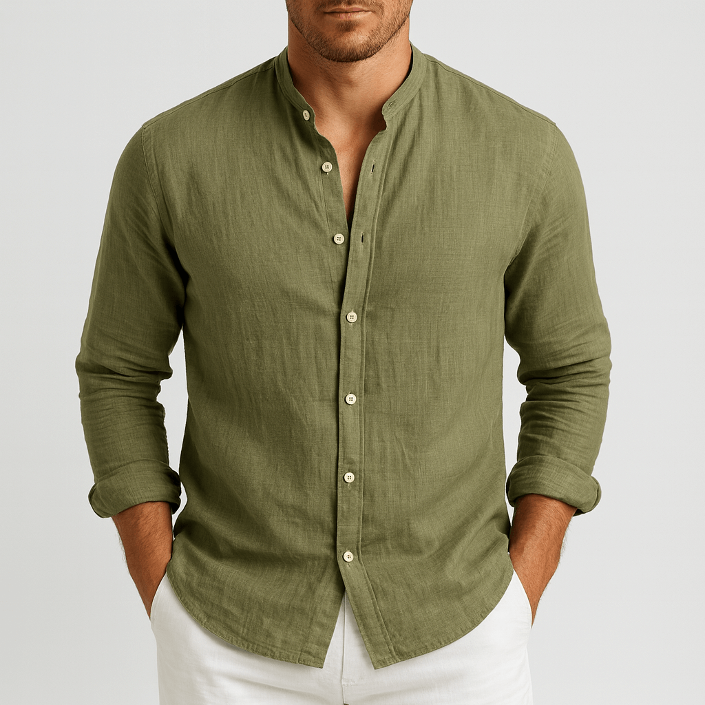 Eoin | Men's Casual Grandad Linen Shirt