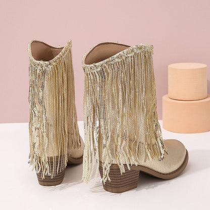 Louise | Women's Fringed Western Block Heel Boots
