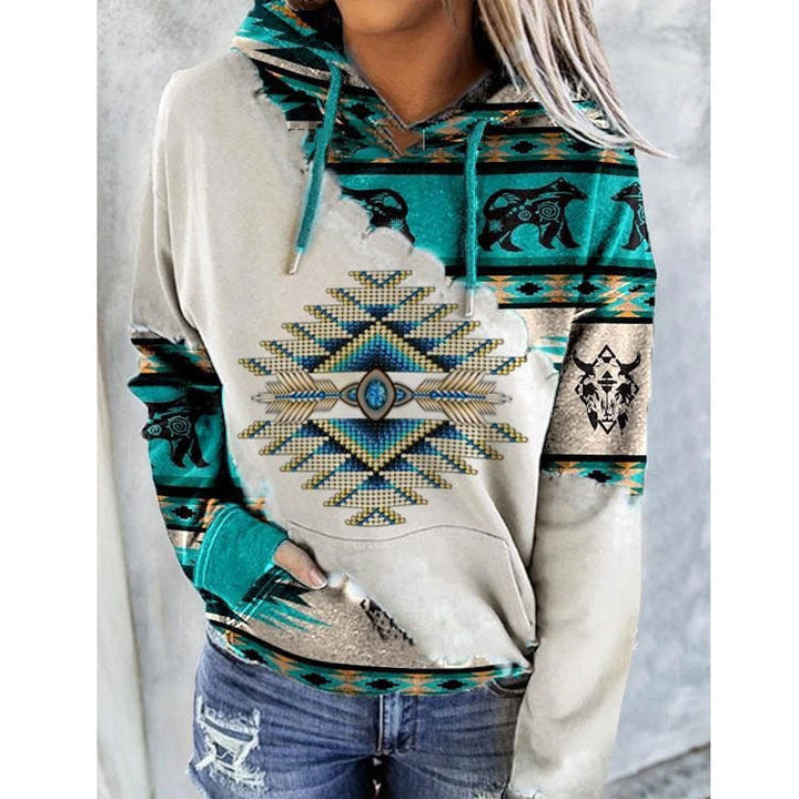 Dove | Women’s Tribal Print Pocket Hoodie